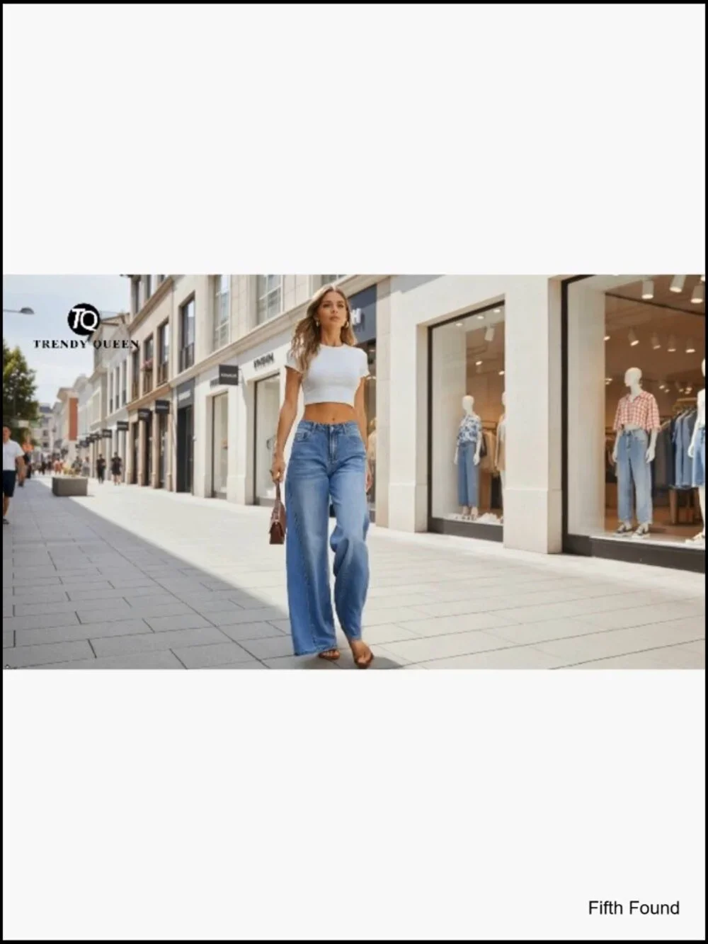 Women's High Waisted Wide Leg Barrel Jeans Stretch Denim Pants - Picture 7 of 7